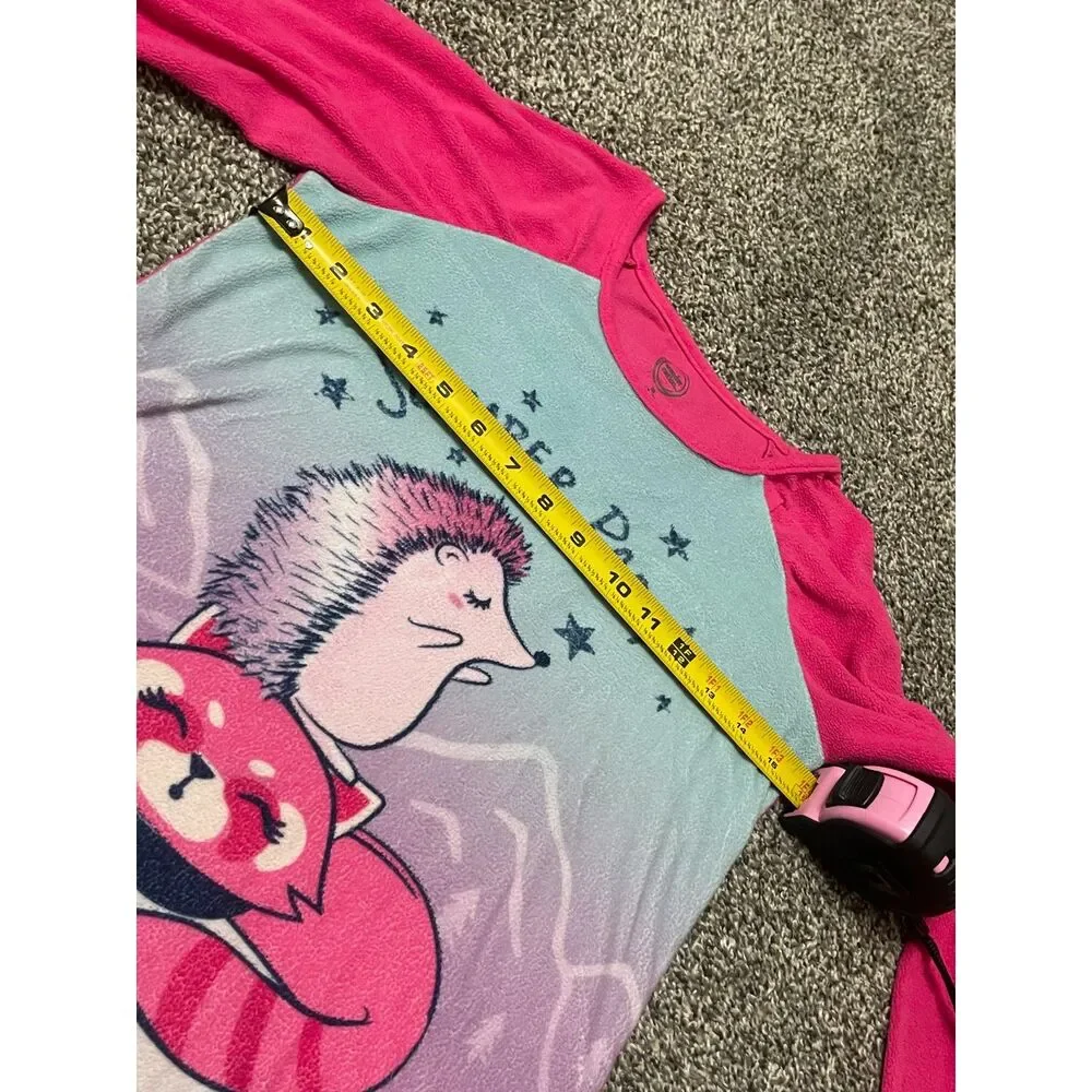 Wonder Nation Pink Slumber Party Animals Fleece Long Sleeve Nightgown M Girls
